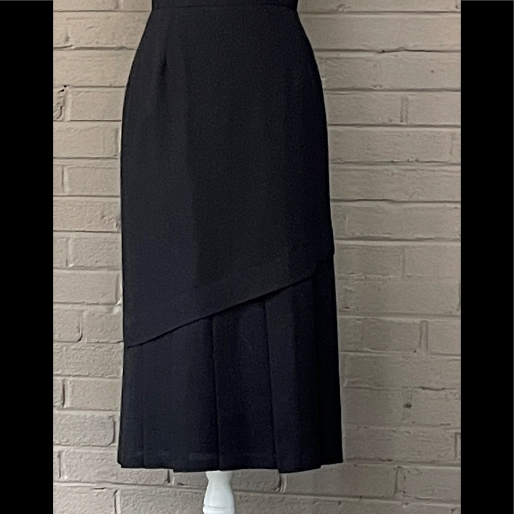 Vintage black wool blend straight skirt S